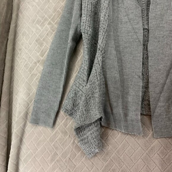 Jones New York Womens Small Cardigan Sweater Sparkly Gray Wool Blend Open Front - Picture 3 of 11